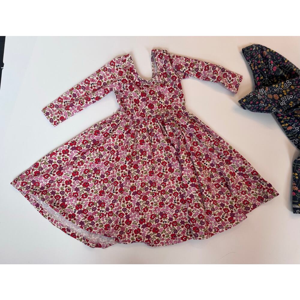 Alice + Ames Red Pink Floral Long Sleeve Twirl Dress Ballet Back Girl Size 5T